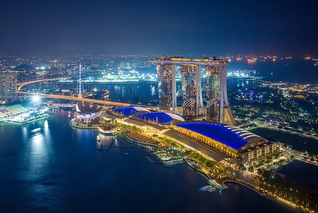 鳥瞰濱海灣夜景