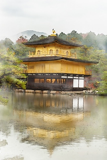 水彩風的金閣寺 日本京都