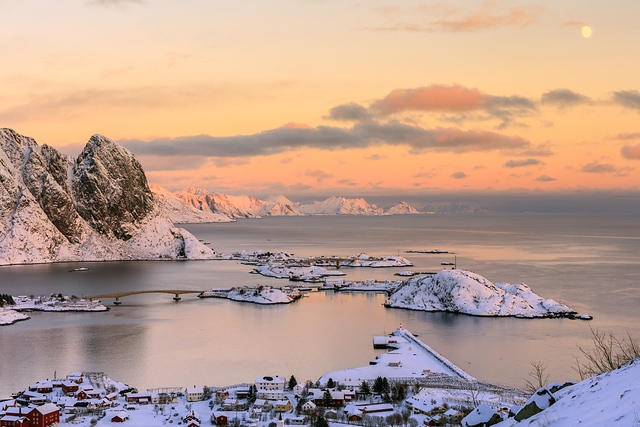 Pink sunset Reine Norway