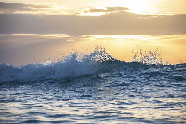 Waves at sunset Antigua and Barbuda