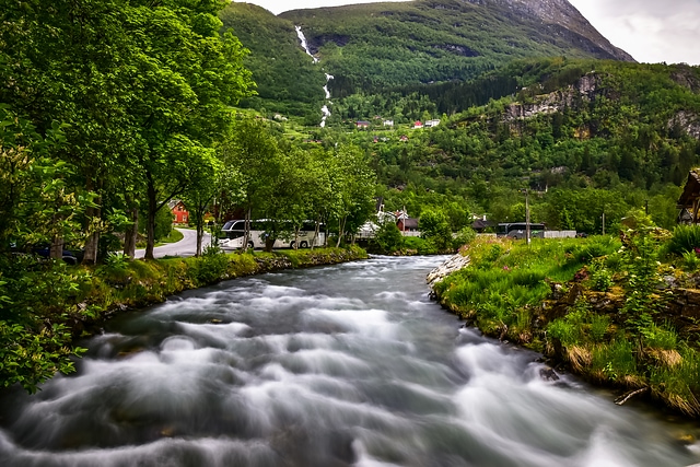 Beautiful river in Norway Geiranger