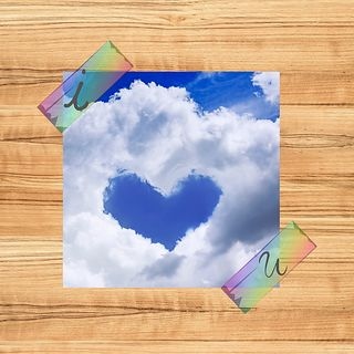 I love you heart cloud memo